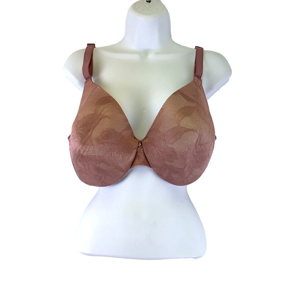 Cacique Invisible Lace Backsmoother Lightly Lined Balconette Bra Pink Size 40 DD